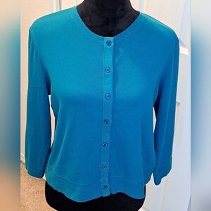 Rafaella Green Button Down Sweater   Size L